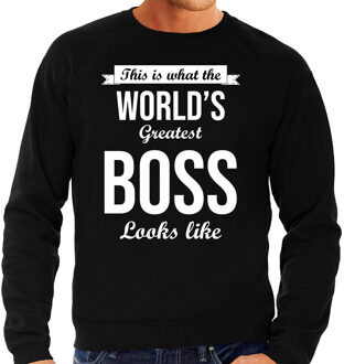 Bellatio Decorations Worlds greatest boss cadeau sweater zwart voor heren 2XL