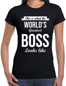 Bellatio Decorations Worlds greatest boss cadeau t-shirt zwart voor dames