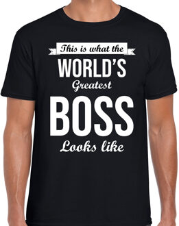 Bellatio Decorations Worlds greatest boss cadeau t-shirt zwart voor heren