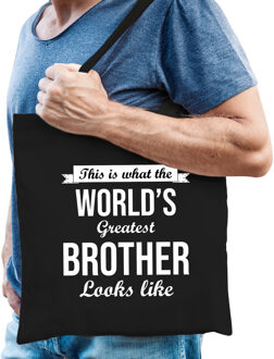Bellatio Decorations Worlds greatest BROTHER broer cadeau tas zwart voor heren