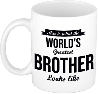 Bellatio Decorations Worlds Greatest Brother cadeau mok / beker 300 ml - feest mokken Wit