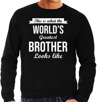 Bellatio Decorations Worlds greatest brother cadeau sweater zwart voor heren 2XL