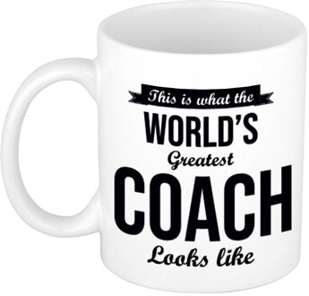 Bellatio Decorations Worlds Greatest Coach cadeau mok / beker 300 ml - feest mokken Wit