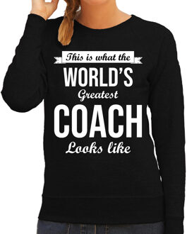 Bellatio Decorations Worlds greatest coach cadeau sweater zwart voor dames 2XL