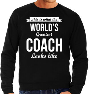 Bellatio Decorations Worlds greatest coach cadeau sweater zwart voor heren 2XL