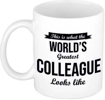 Bellatio Decorations Worlds Greatest Colleague cadeau mok / beker 300 ml - feest mokken Wit