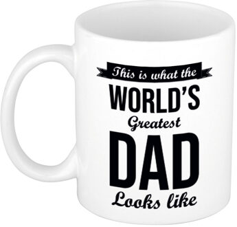 Bellatio Decorations Worlds Greatest Dad cadeau mok / beker 300 ml - feest mokken Zwart