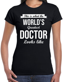 Bellatio Decorations Worlds greatest doctor t-shirt zwart dames - Werelds grootste dokter cadeau 2XL