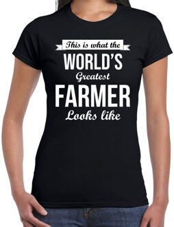 Bellatio Decorations Worlds greatest farmer t-shirt - zwart - dames - Werelds grootste boerin - cadeau XS