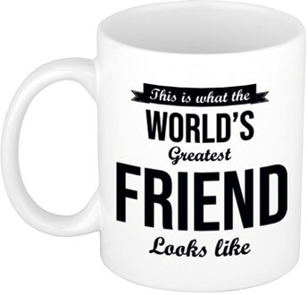 Bellatio Decorations Worlds Greatest Friend cadeau mok / beker 300 ml - feest mokken Wit