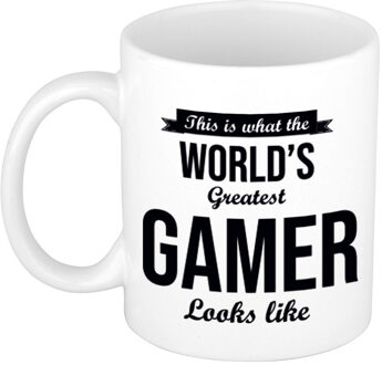 Bellatio Decorations Worlds Greatest Gamer cadeau koffiemok / theebeker 300 ml - feest mokken Wit