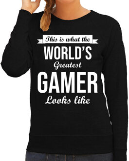 Bellatio Decorations Worlds greatest gamer cadeau sweater zwart voor dames 2XL