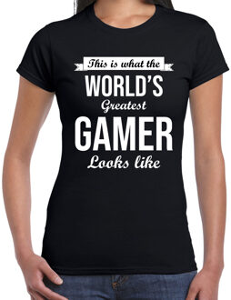 Bellatio Decorations Worlds greatest gamer cadeau t-shirt zwart voor dames 2XL