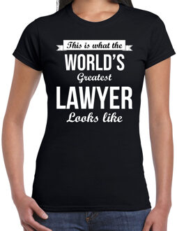 Bellatio Decorations Worlds greatest lawyer t-shirt zwart dames - Werelds grootste advocaat cadeau 2XL