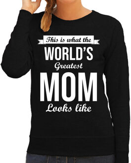 Bellatio Decorations Worlds greatest mom cadeau sweater zwart voor dames XS