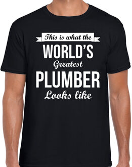 Bellatio Decorations Worlds greatest plumber t-shirt zwart heren - Werelds grootste loodgieter cadeau 2XL