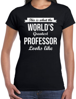 Bellatio Decorations Worlds greatest professor t-shirt zwart dames - Werelds grootste professor cadeau 2XL