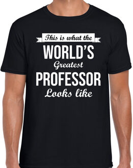 Bellatio Decorations Worlds greatest professor t-shirt zwart heren - Werelds grootste professor cadeau 2XL