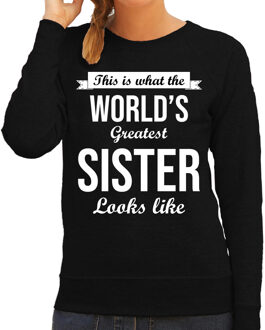 Bellatio Decorations Worlds greatest sister / zus cadeau sweater zwart voor dames 2XL