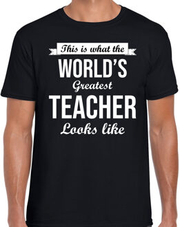 Bellatio Decorations Worlds greatest teacher  / leraren cadeau t-shirt zwart voor heren 2XL