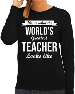 Bellatio Decorations Worlds greatest teacher / lerares cadeau sweater zwart voor dames 2XL