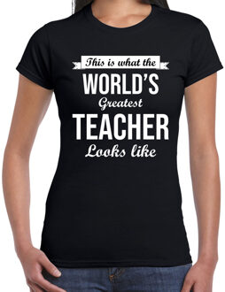 Bellatio Decorations Worlds greatest teacher lerares cadeau t-shirt zwart voor dames