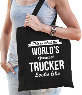 Bellatio Decorations Worlds greatest trucker tas zwart volwassenen - werelds beste vrachtwagenchauffeur cadeau tas - Feest Boodschappentassen