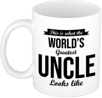 Bellatio Decorations Worlds Greatest Uncle / oom cadeau mok / beker 300 ml - feest mokken Wit