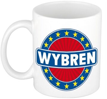 Bellatio Decorations Wybren voornaam koffiemok - beker - wit/blauw - 300 ml - Cadeau - Heren - Collega - Vaderdag