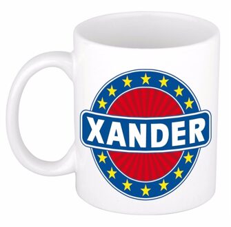 Bellatio Decorations Xander voornaam koffiemok - beker - wit/blauw - 300 ml - Cadeau - Heren - Collega - Vaderdag