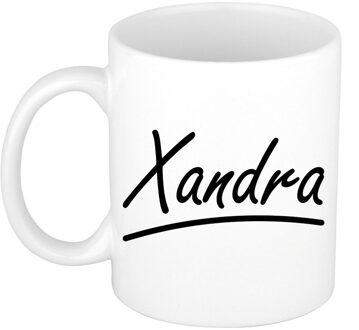 Bellatio Decorations Xandra Naam koffiemok - beker - met sierlijke letters - wit - 300 ml - Cadeau - Dames