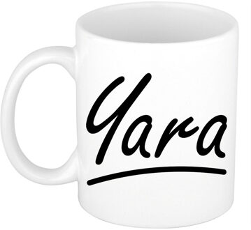 Bellatio Decorations Yara voornaam kado beker / mok sierlijke letters - gepersonaliseerde mok met naam - Naam mokken Multikleur