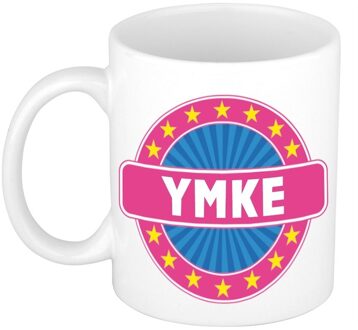 Bellatio Decorations Ymke voornaam koffiemok - beker - wit/roze - 300 ml - Cadeau - Dames - Collega - Moederdag Multi
