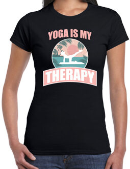 Bellatio Decorations Yoga is my therapy t-shirt zwart dames - Sport / hobby shirt XS - Feestshirts