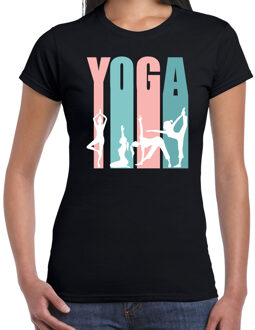 Bellatio Decorations Yoga t-shirt zwart dames - Sport / hobby shirt XS - Feestshirts