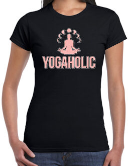 Bellatio Decorations Yogaholic t-shirt zwart dames - Sport / hobby shirt XS - Feestshirts