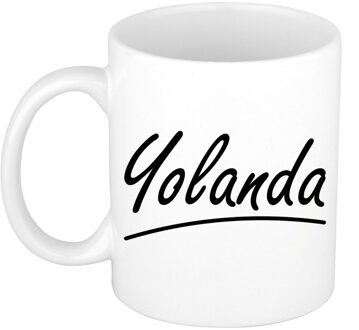 Bellatio Decorations Yolanda voornaam kado beker / mok sierlijke letters - gepersonaliseerde mok met naam - Naam mokken Multikleur