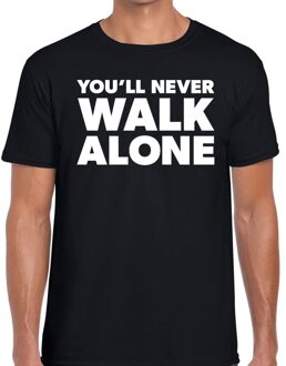 Bellatio Decorations You'll never walk alone tekst t-shirt zwart heren L