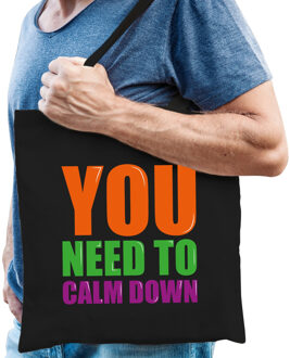 Bellatio Decorations You need to calm down cadeau tas zwart voor heren - Feest Boodschappentassen