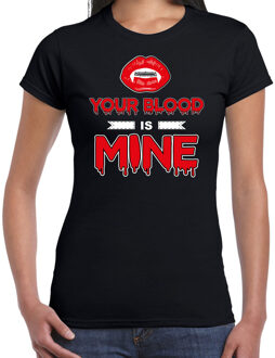 Bellatio Decorations Your blood is mine horror shirt zwart voor dames - verkleed t-shirt L