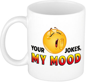 Bellatio Decorations Your jokes my mood cadeau mok / beker wit - cadeau collega - feest mokken Multikleur