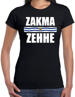 Bellatio Decorations Zakma zehhe met vlag Zeeland t-shirt zwart dames - Zeeuws dialect cadeau shirt 2XL