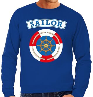 Bellatio Decorations Zeeman/sailor verkleed sweater blauw voor heren 2XL