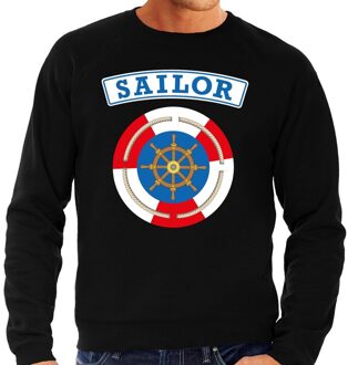 Bellatio Decorations Zeeman/sailor verkleed sweater zwart voor heren 2XL