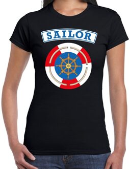 Bellatio Decorations Zeeman/sailor verkleed t-shirt zwart voor dames 2XL