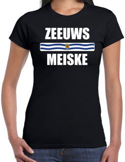 Bellatio Decorations Zeeuws meiske met vlag Zeeland t-shirt zwart dames - Zeeuws dialect cadeau shirt 2XL