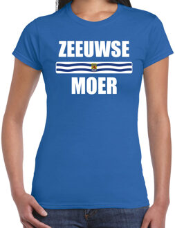 Bellatio Decorations Zeeuwse moer met vlag Zeeland t-shirt blauw dames - Zeeuws dialect moederdag cadeau shirt XS