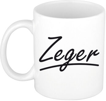 Bellatio Decorations Zeger Naam koffiemok - beker - met sierlijke letters - wit - 300 ml - Cadeau - Heren