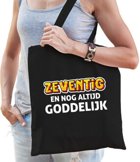 Bellatio Decorations Zeventig en goddelijk verjaardag cadeau tas 70 jaar zwart voor dames