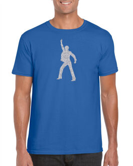 Bellatio Decorations Zilveren disco t-shirt / kleding - blauw - voor heren - muziek shirts / discothema / 70s / 80s / outfit XL